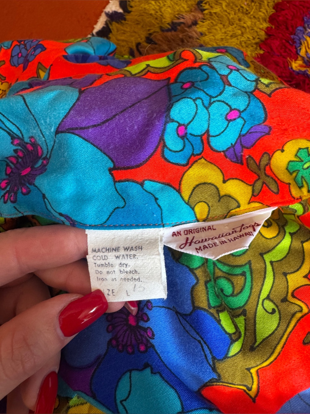 70s Vintage Hawaiian Tops Neon Floral Honeymoon Set - Picture 9 of 12